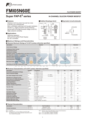 FMI05N60E datasheet - N-CHANNEL SILICON POWER MOSFET