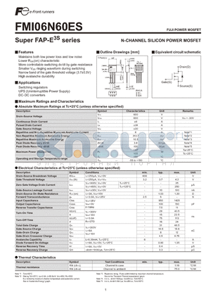 FMI06N60ES datasheet - N-CHANNEL SILICON POWER MOSFET