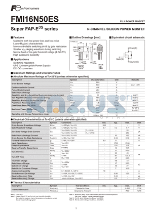 FMI16N50ES datasheet - N-CHANNEL SILICON POWER MOSFET