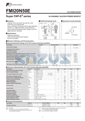 FMI20N50E datasheet - N-CHANNEL SILICON POWER MOSFET