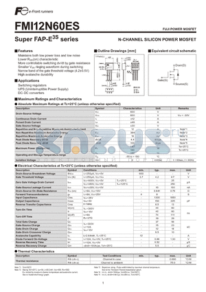 FMI12N60ES datasheet - N-CHANNEL SILICON POWER MOSFET