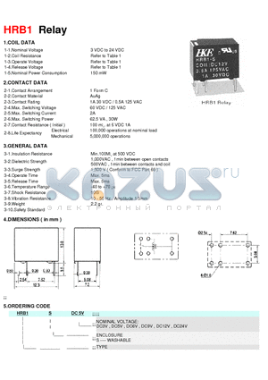 HRB1-SDC5V datasheet - HRB1 Relay