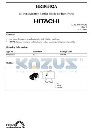 HRB0502A datasheet - Silicon Schottky Barrier Diode for Rectifying