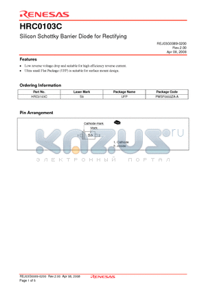 HRC0103C datasheet - Silicon Schottky Barrier Diode for Rectifying