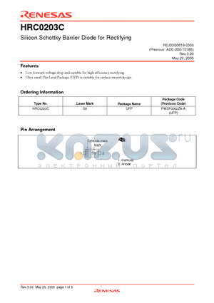 HRC0203C datasheet - Silicon Schottky Barrier Diode for Rectifying