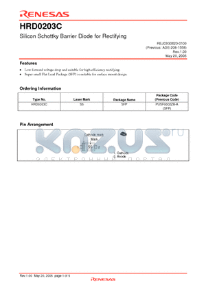 HRD0203C_1 datasheet - Silicon Schottky Barrier Diode for Rectifying