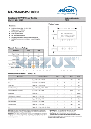 MAPM-020512-010C00 datasheet - MAPM-020512-010C00