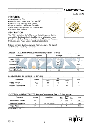 FMM1061VJ datasheet - GaAs MMIC