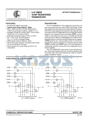 IDT74FCT163951CPA datasheet - 3.3V CMOS 16-BIT REGISTERED TRANSCEIVER