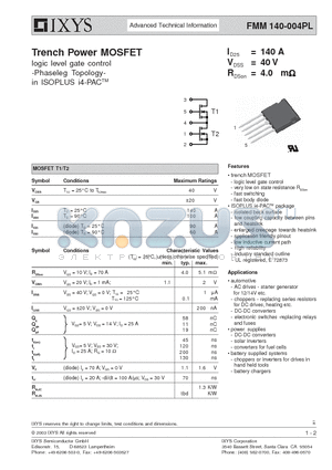 FMM140-004PL datasheet - Trench Power MOSFET
