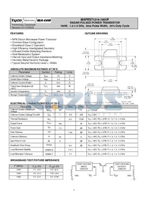 MAPRST1214-150UF datasheet - RADAR PULSED POWER TRANSISTOR