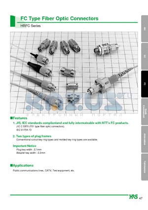 HRFC-A2-SF01 datasheet - FC Type Fiber Optic Connectors