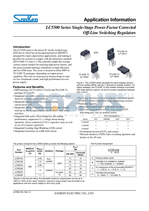 LC5525F datasheet - LC5500 Series Single-Stage Power Factor Corrected Off-Line Switching Regulators