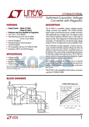 LT1054CN8 datasheet - Switched-Capacitor Voltage Converter with Regulator