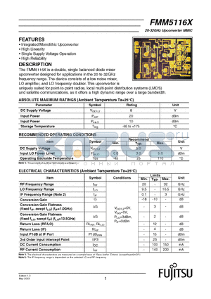 FMM5116X datasheet - 20-32GHz Upconverter MMIC