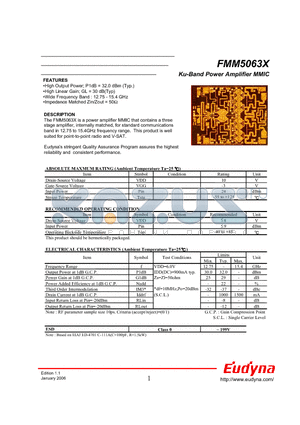 FMM5063X datasheet - Ku-Band Power Amplifier MMIC