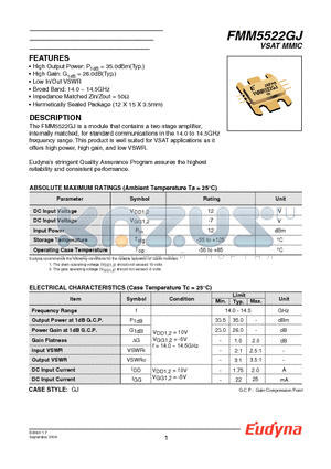 FMM5522GJ datasheet - VSAT MMIC