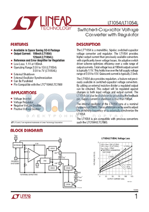 LT1054ISW datasheet - Switched-Capacitor Voltage Converter with Regulator