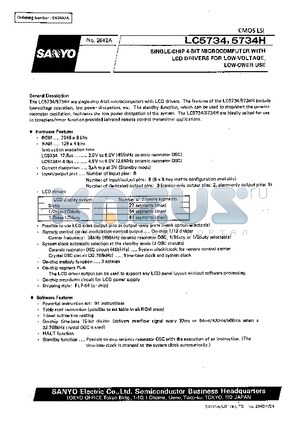 LC5734 datasheet - SINGLE-CHIP 4-BIT MICROCOMPUTER WITH LCD DRIVERS FOR LOW-VOLTAGE,LOW-POWER USE