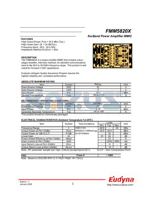 FMM5820X datasheet - Ka-Band Power Amplifier MMIC