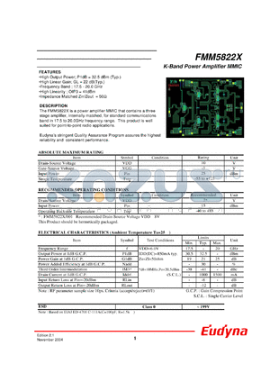 FMM5822X datasheet - K-Band Power Amplifier MMIC