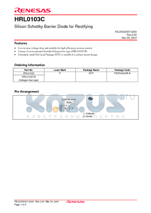 HRL0103C datasheet - Silicon Schottky Barrier Diode for Rectifying