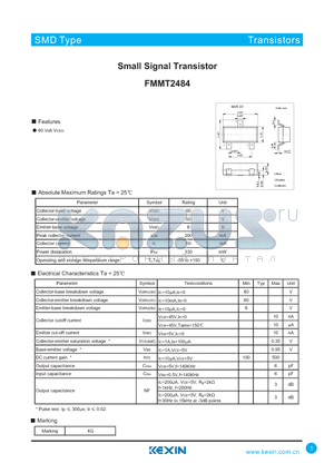 FMMT2484 datasheet - Small Signal Transistor