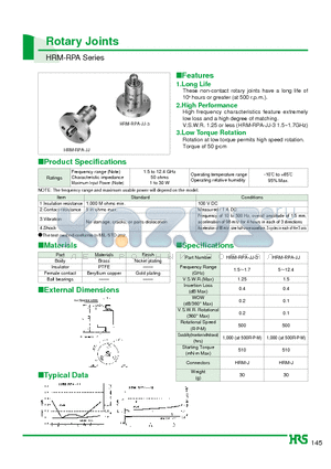 HRM-RPA datasheet - Rotary Joints