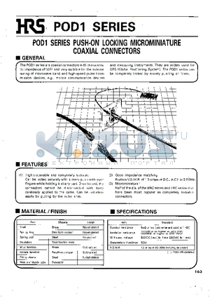 HRMJ-POD1P-1 datasheet - POD1 SERIES PUSH-ON LOCKING MICROMINIATURE COAXIAL CONNECTORS