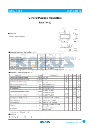 FMMT4400 datasheet - General Purpose Transistors