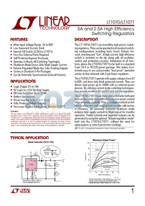 LT1070IT datasheet - 5A and 2.5A High Efficiency Switching Regulators