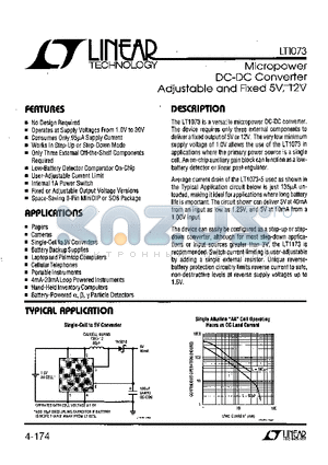 LT1073C datasheet - Micropower DC-DC Converter Ajustable and Fixed 5V, 12V