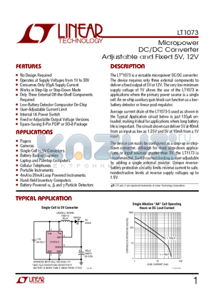 LT1073_1 datasheet - Micropower DC/DC Converter Adjustable and Fixed 5V, 12V