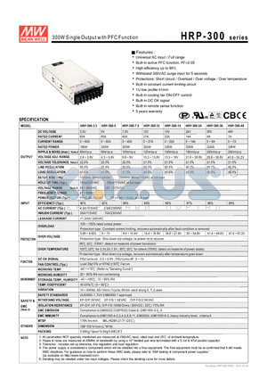 HRP-300_11 datasheet - 300W Single Output with PFC Function