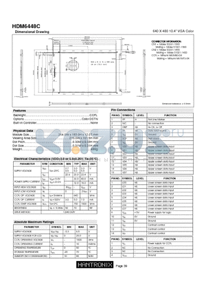 HDM6448C datasheet - 640 X 480 10.4 VGA Color