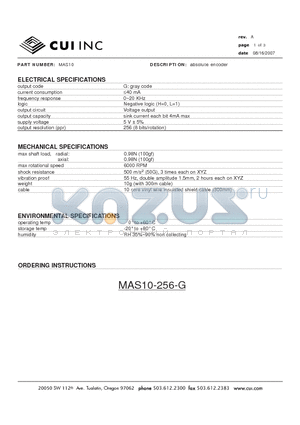 MAS10 datasheet - absolute encoder