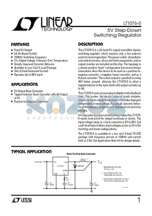 LT1076I-5 datasheet - 5V Step-Down Switching Regulator