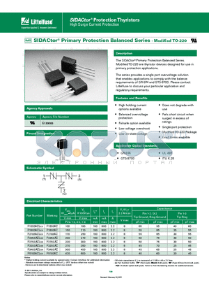 P2703ACLXX datasheet - The SIDACtor^ Primary Protection Balanced Series Modified TO-220 are thyristor devices designed