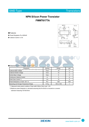 FMMT617TA datasheet - NPN Silicon Power Transistor