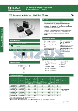 P2703ACMCLXX datasheet - Balanced MC Series Modified TO-220 are low capacitance SIDACtor^ devices