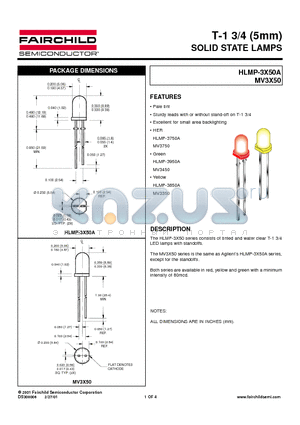 MV3350 datasheet - T-1 3/4 (5mm) SOLID STATE LAMPS