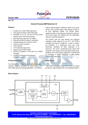 P2781AG-08SR datasheet - General Purpose EMI Reduction IC