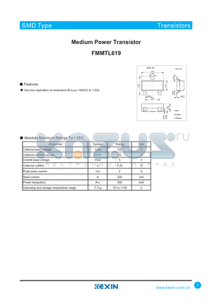 FMMTL619 datasheet - Medium Power Transistor