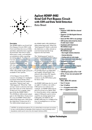 HDMP-0482 datasheet - Octal Cell Port Bypass Circuit with CDR and Data Valid Detection