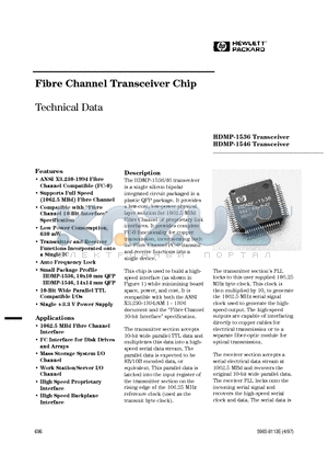 HDMP-1546 datasheet - Fibre Channel Transceiver Chip