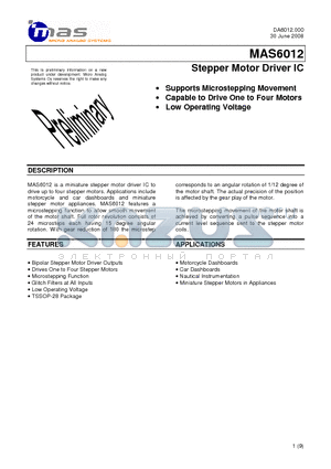 MAS6012AA2ST206 datasheet - Stepper Motor Driver IC