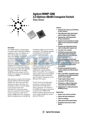 HDMP-3268 datasheet - 3.2 Gbit/sec 68x68 Crosspoint Switch