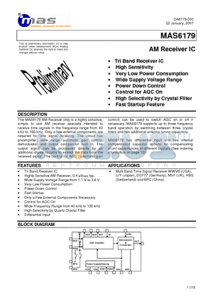 MAS6179 datasheet - AM Receiver IC