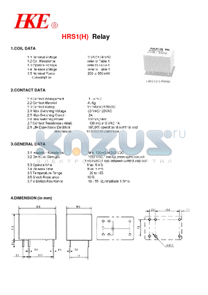 HRS1 datasheet - HRS1(H) RELAY