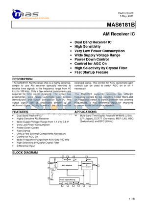 MAS6181B datasheet - AM Receiver IC